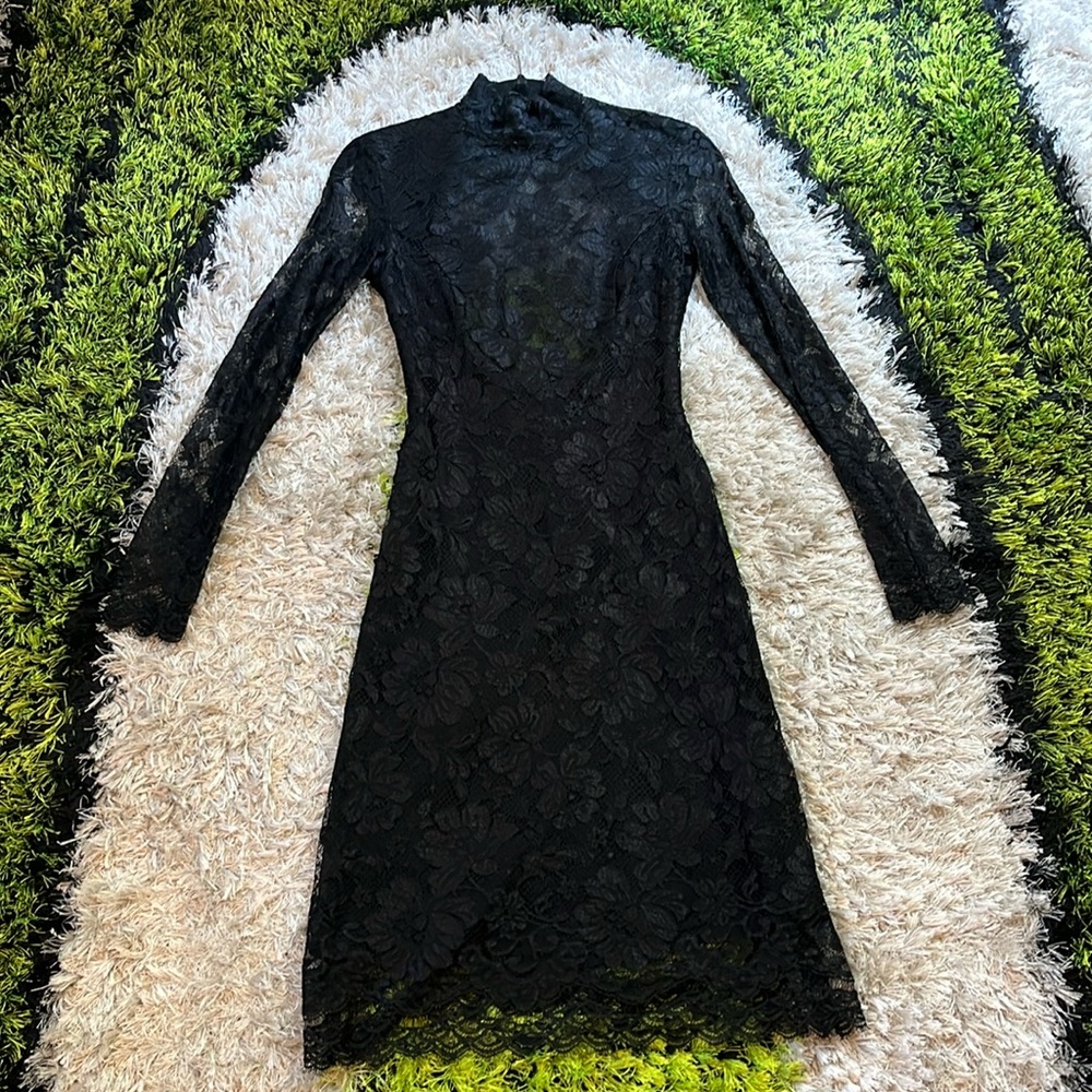 Vintage Versus Versace Black Lace Dress